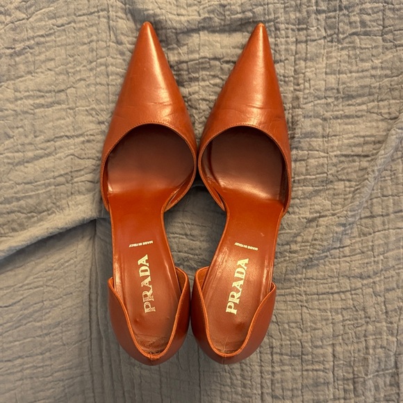 Prada Women's Leather Pointed-Toe Heels - Tan - Picture 1 of 3